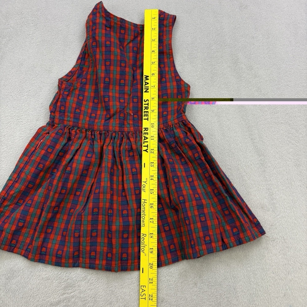 Vintage Oshkosh Dress Girls 3T Red Jumper Apple Plaid Made In USA - Picture 5 of 8
